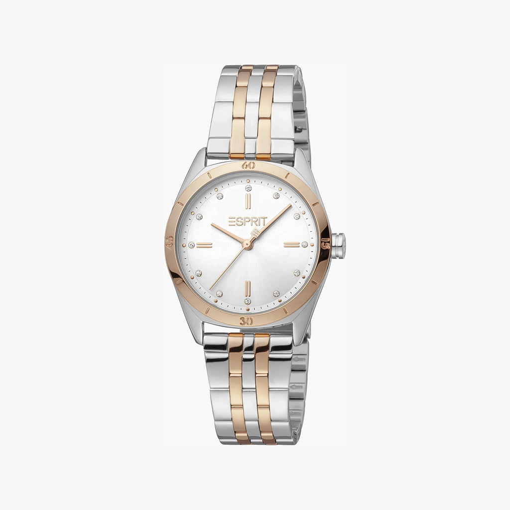 Esprit Women's Silver & Rose Gold Watch, Silver Dial | Es1l085m0065-0