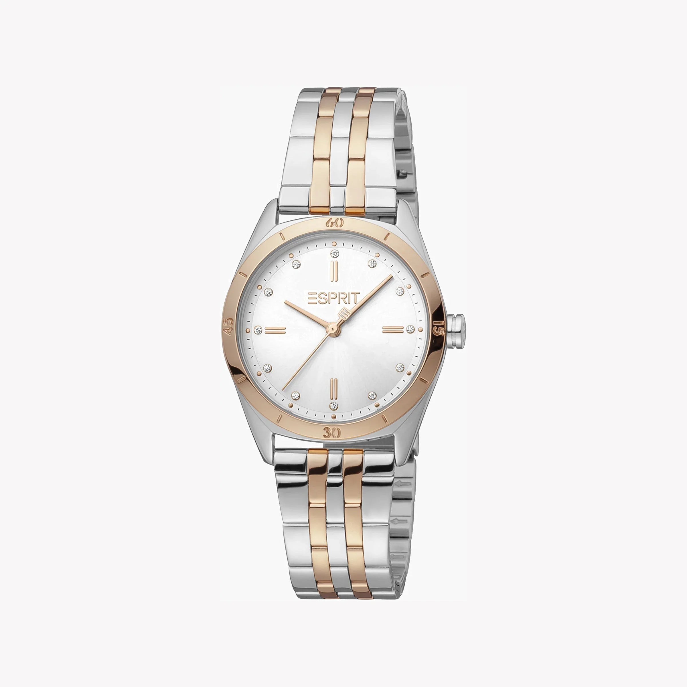 Esprit Women's Silver & Rose Gold Watch, Silver Dial | Es1l085m0065-0
