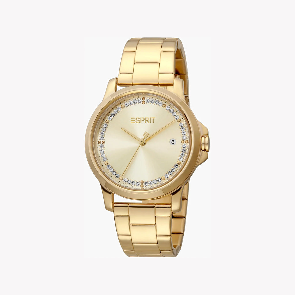 Esprit Women's Gold Stainless Steel Watch, Champagne Dial | Es1l203m0035-0